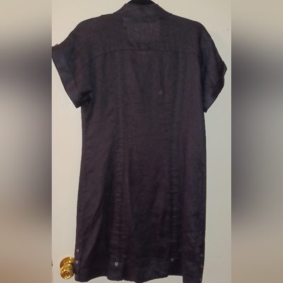 NWT Cubavera 100% linen short sleeve button up dress black Small - Picture 3 of 8